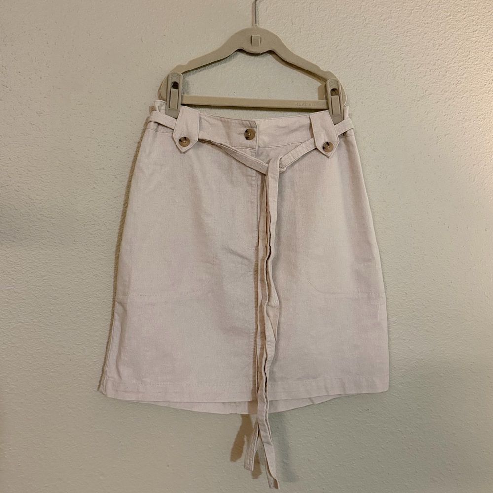 Universal Thread Button-Front Skirt | Cotton Linen Blend | Size Small